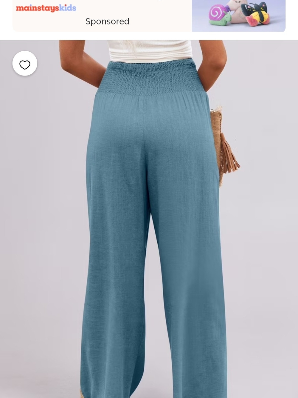 High-Waist Wide Leg Women's Pants in Dusty Blue - Picture 3 of 7